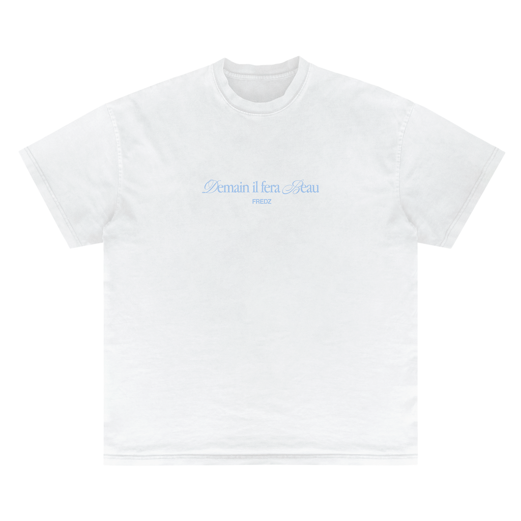 T-shirt blanc "Demain il fera beau"