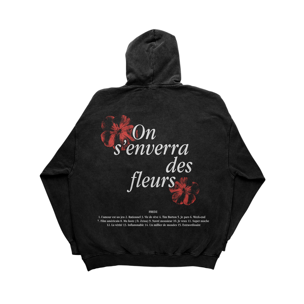 Hoodie noir "On s'enverra des fleurs"