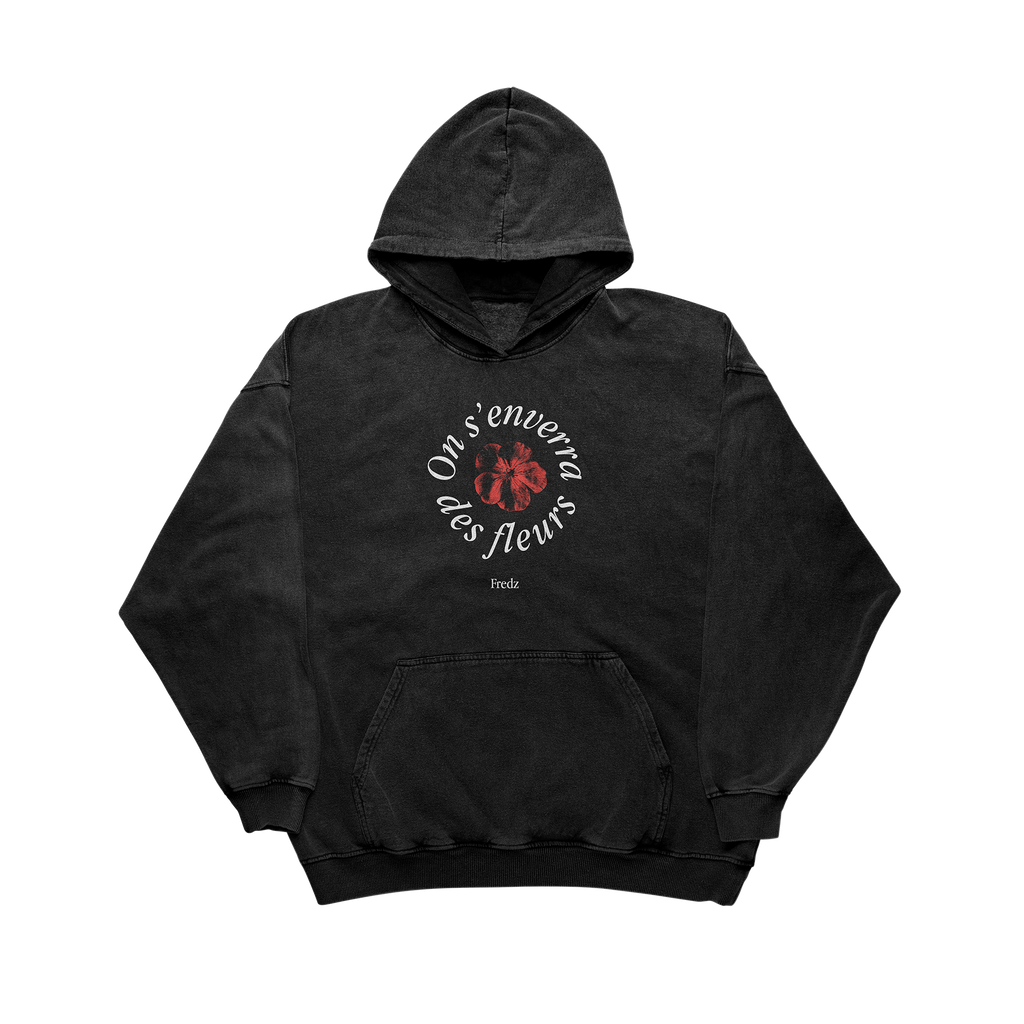 Hoodie noir "On s'enverra des fleurs"