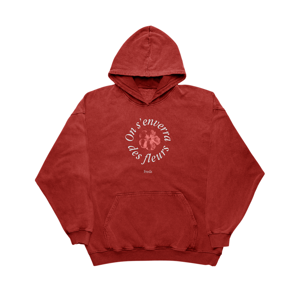 Hoodie rouge "On s'enverra des fleurs"